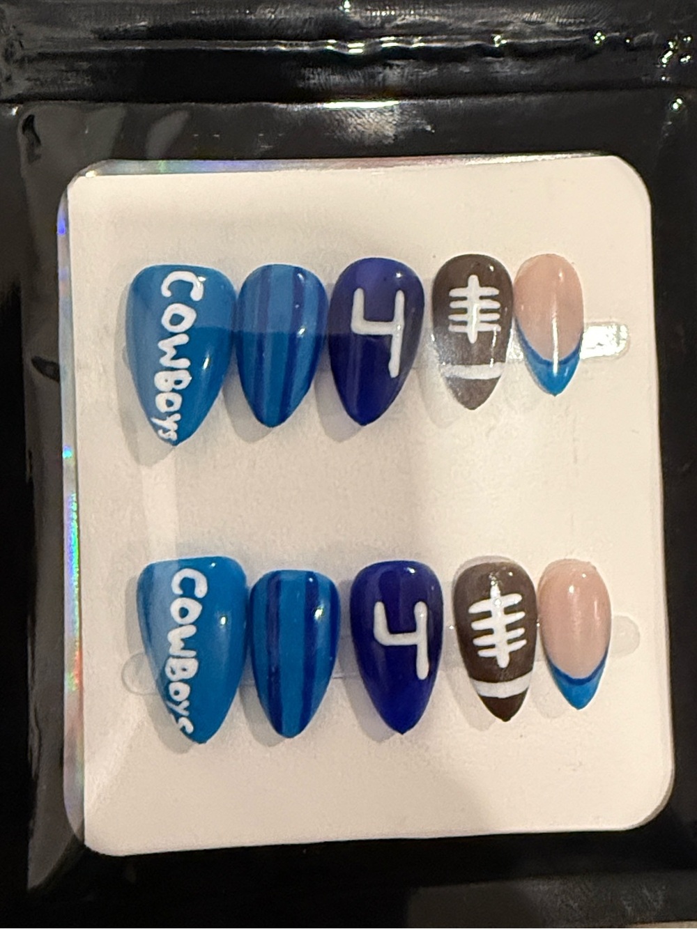 Blue Cowboys Football Press-On Nail Set - Game Day Accent Nails
